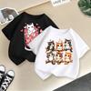 Children T-shirt Cat Printed Kids 100% Cotton Clothes Tops 2-13Y Loose-fit Casual Crew Neck Short-sleeve T-shirt