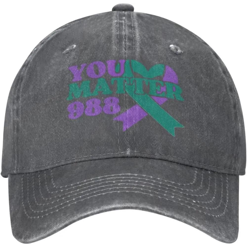 You Matters 988 Flag Suicide Prevention Awareness Hat Cowboy Black Baseball Cap Adjustable