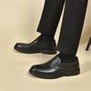 Men's Leather Shoes Autumn and Winter New One-pedal Flat-soled Business Casual Shoes First Layer Cowhide Black Professional Dress Shoes
