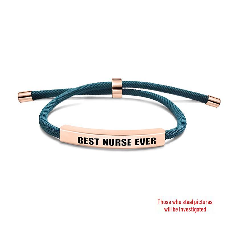 Multi-Color Engraved Stainless Steel Rope Bracelet: Nurse's Day Commemorative Christmas Gift