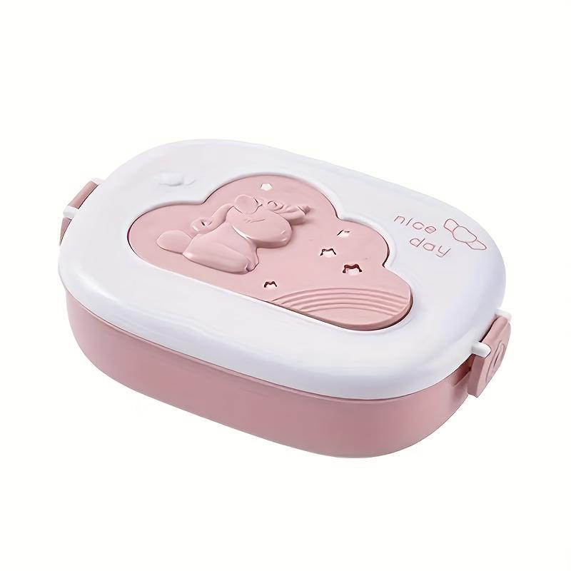 

Compartment Portable Lunch Box Microwave Heating PP Bento Box Student Adult Oval Cute Cartoon Plastic Food Container розовый