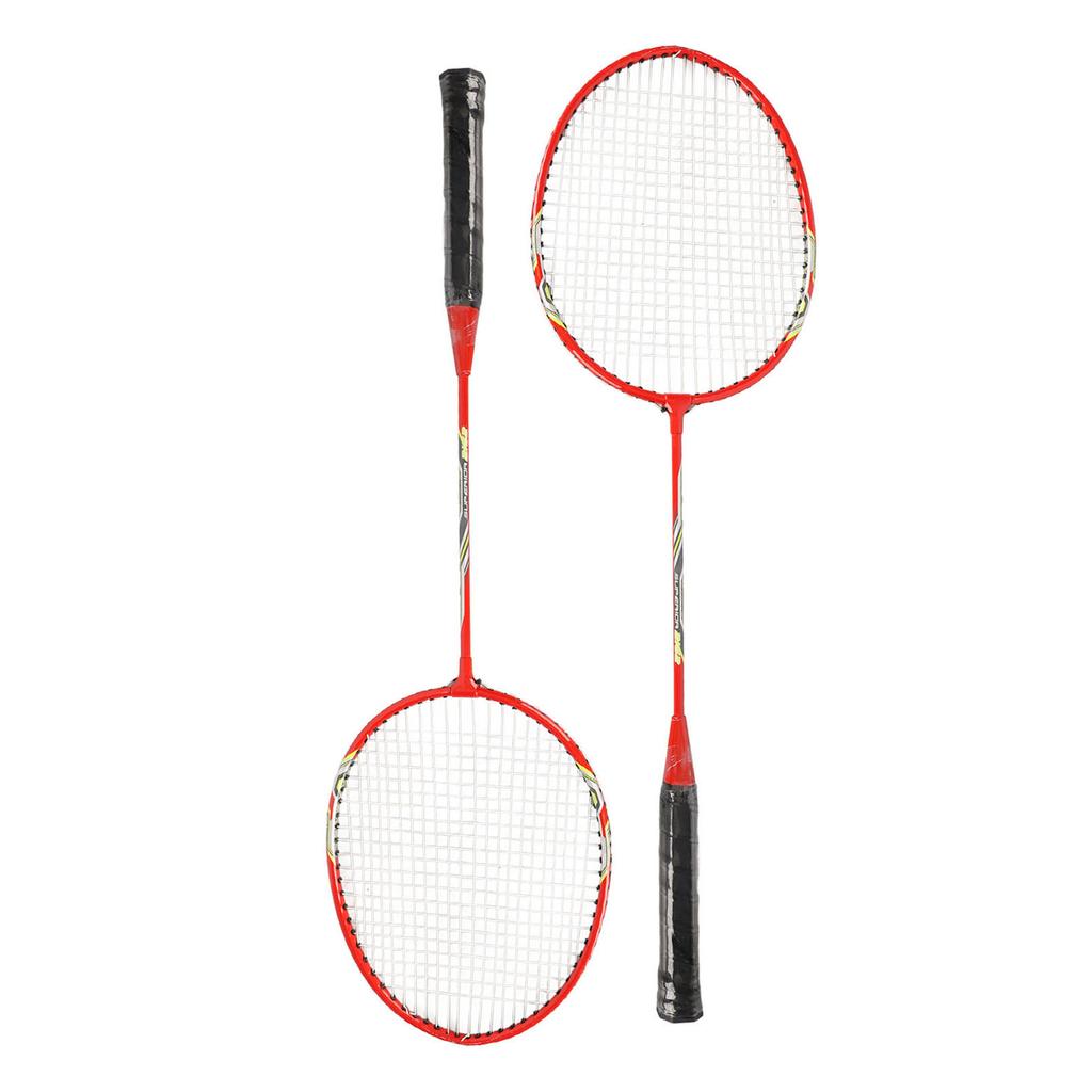 LEIJIAER Badminton Racket Set of 2 Player Iron Alloy Professional Training Replacement Equipment Red