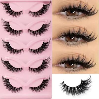 5 Paar Katzenaugen-Wimpern, künstliche Nerzwimpern, natürliche lange Manga-Wimpern, geflügelte Enden, verlängerte Wimpern, künstliche Wimpern, Make-up