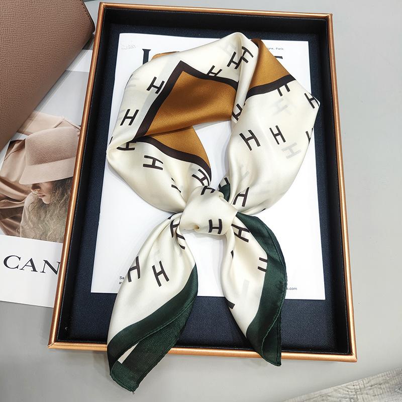 New Versatile Imitation Silk with Suit Silk Scarf Fashionable Women's Small Square Silk Scarf French Spring and Autumn Scarf