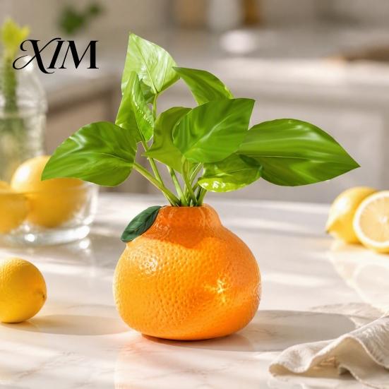 Sustainable Plastic Flower Vase Orange Shaped Vase, Decorative Hydroponics Creative Container, Small Hydroponic Pothos Container Pot for Living