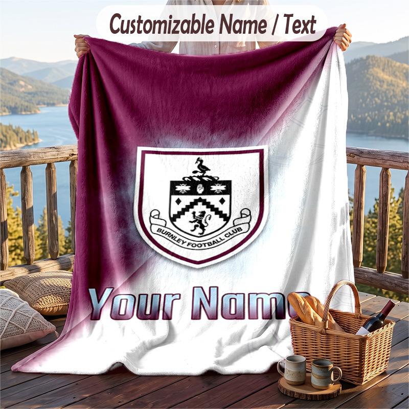 Φλαναλετένινη Κουβέρτα Burnley Ποδόσφαιρο Εκτύπωση Προσαρμοσμένο Κείμενο Ονόματος Μαλακή Ρίψη για Καναπέ Κρεβάτι