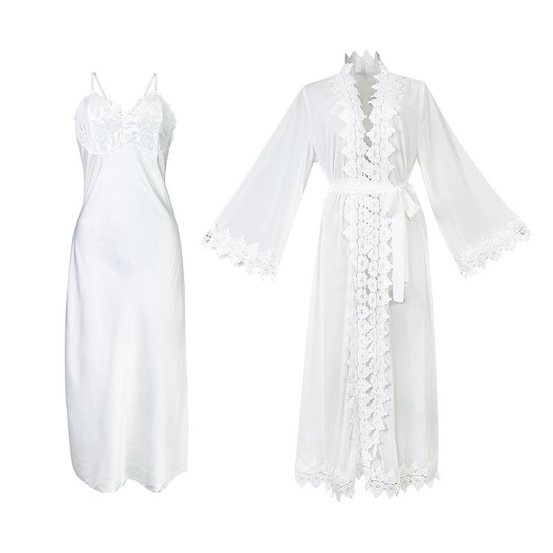 Damen Morgenmantel Nachthemd Zweiteiliges Set Sexy Cardigan Pyjama Bequeme Loungewear 846 Komplettes Gemütliches Nachtwäsche-Set für Ultimative Entspannung