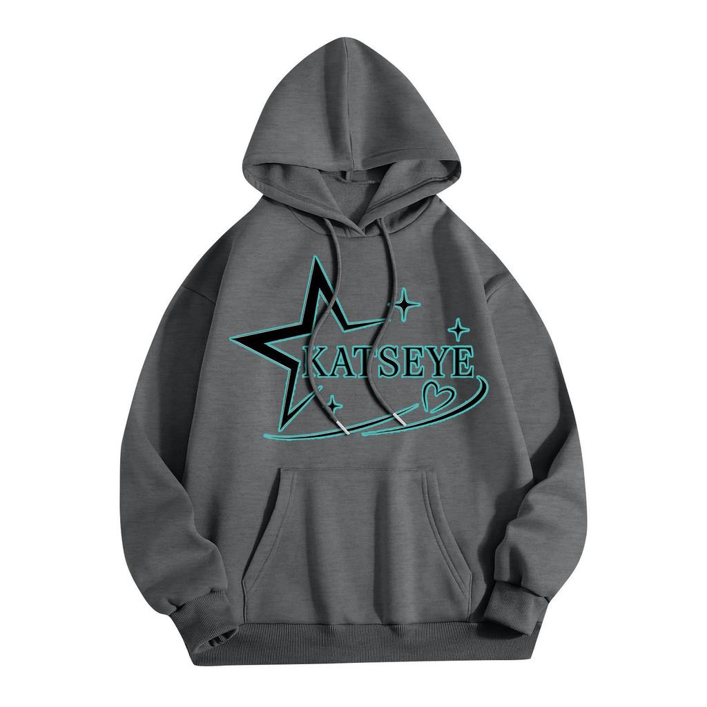 Unisex Lightweight Long-Sleeve Printed Hooded Pullover Sweatshirt