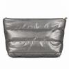 New Solid Color Cosmetic Bag Large Capacity Zipper Quilted Toiletry Pouch Fluffy Nylon Women Clutch Bag