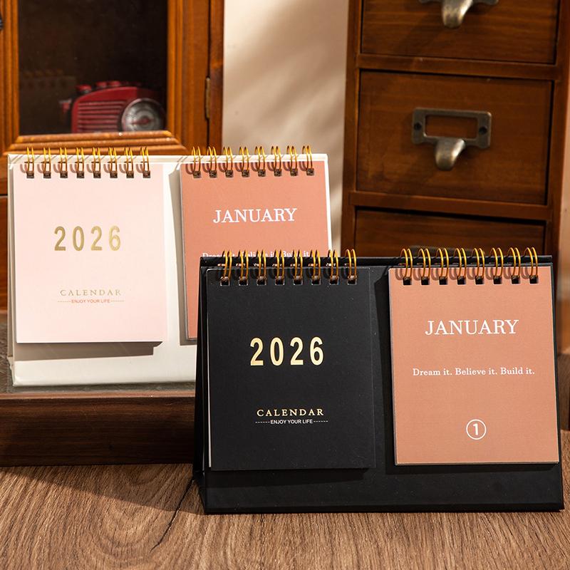2026 Desk Calendar Mini Portable Simple English Handmade Desktop Decoration Office Daily Record Study Decor Desk Accessories