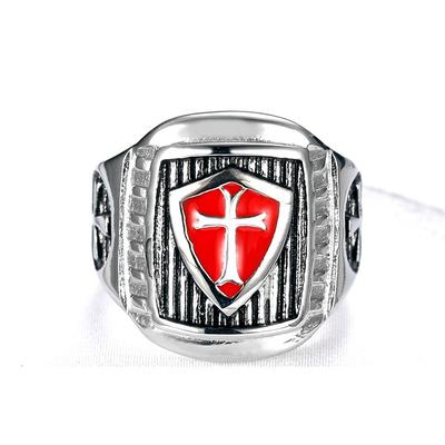 S925 Silver Ring Personalized Retro Black Ring Templar Masonic Ring