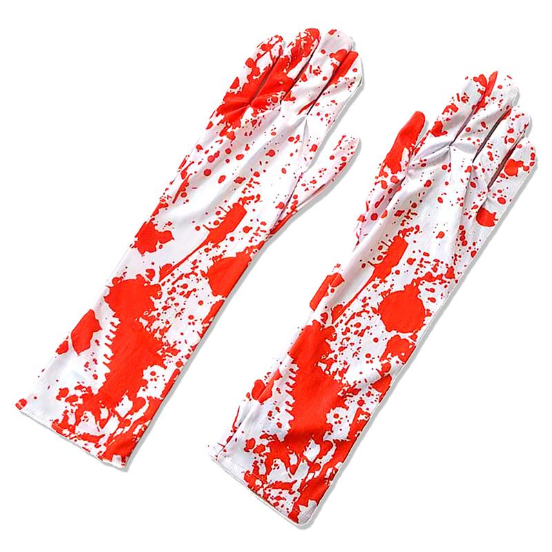 WTEMPO Halloween Long Gloves Party Decoration Blood Stained Printed Gloves Cosplay Ball Decoration Props