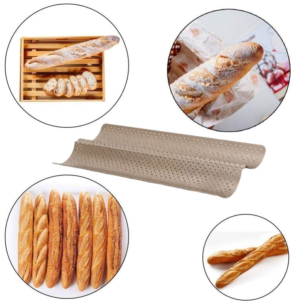 Stampo per Baguette in Acciaio al Carbonio 2/3/4 Scomparti Teglia per la Cottura della Baguette Stampo Durevole per la Cottura del Pane Cucina di Casa