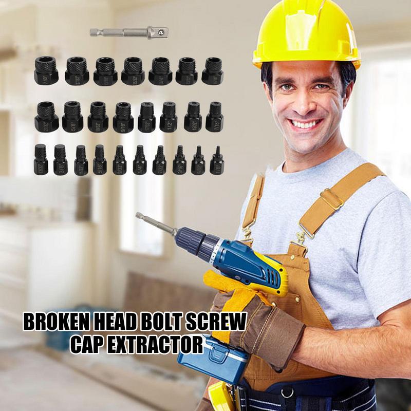 Multi-Spline Easy Out Bolt Extractor 26pcs Screw Extractor Set Tap Extractors Sturdy Build Heavy-Duty Performance For Efficient