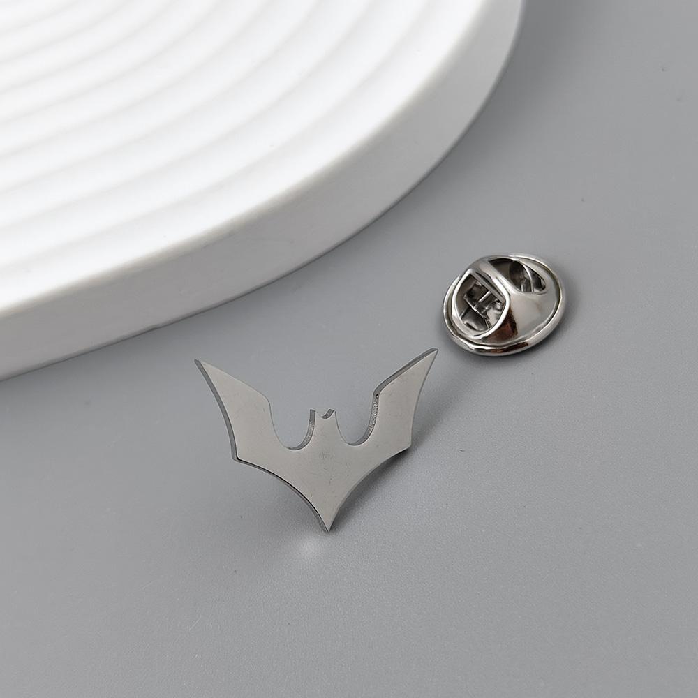 

Dark Bat gold-plated badge, suit lapel pin stainless steel black, women s anti-exposure button, men s brooch серебряный