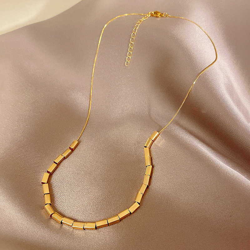 Квадратное ожерелье из бусин женское холодный ветер индивидуальность ключичная цепочка для сочетания