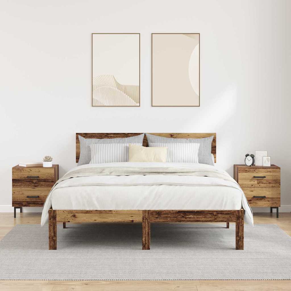 Nightstand Set of 2 Reclaimed Wood Look 40 x 35 x 47.5 cm Engineered Wood