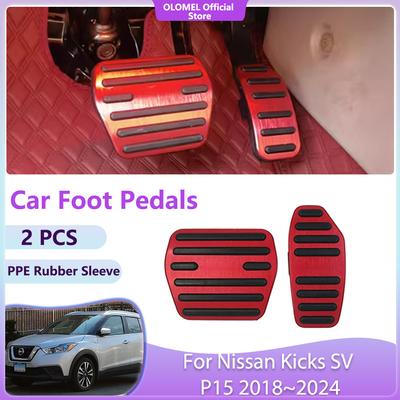 Car Foot Pedals For Nissan Kicks SV P15 2018~2024 2024 High Quality Accelerator Non-slip Fuel Brake No Drilling Alloy Covers
