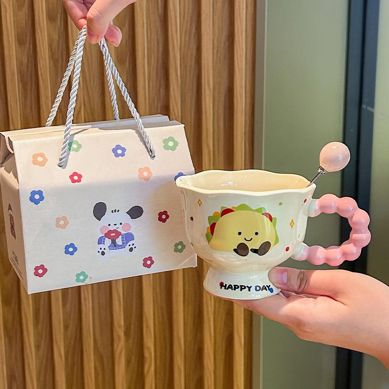 Super roztomilý chlebový hrnek dívčí domácí pitný hrnek kancelářský keramický hrnek snídaňový hrnek dárek k narozeninám