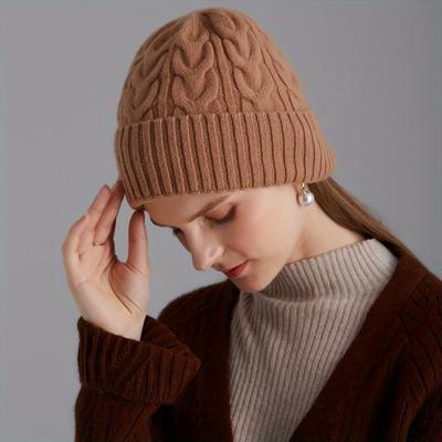 Winter Damenmütze Herbst Unisex Handgefertigt Warme Damenmütze Reine Wolle Zopfstrickmütze Mädchenhüte Damenmütze Femme Grob Gestrickte Dicke Dehnbare Mützen