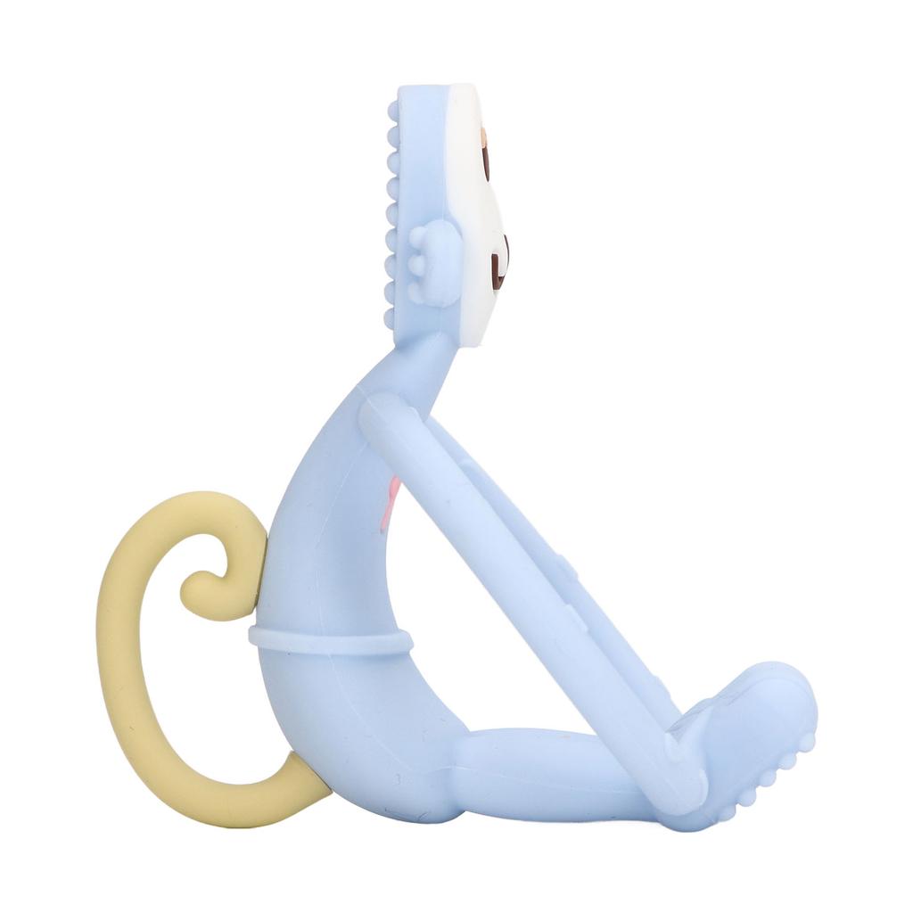 Baby Teething Toy Chewing Teether Monkey Shape Food Grade Silicone Set Kit for Infant Blue