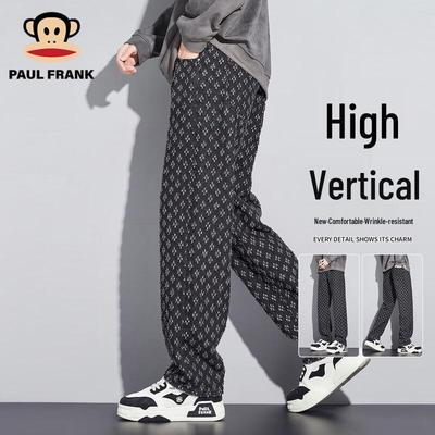 Men's Retro Floral Print Distressed Straight-Leg Jeans