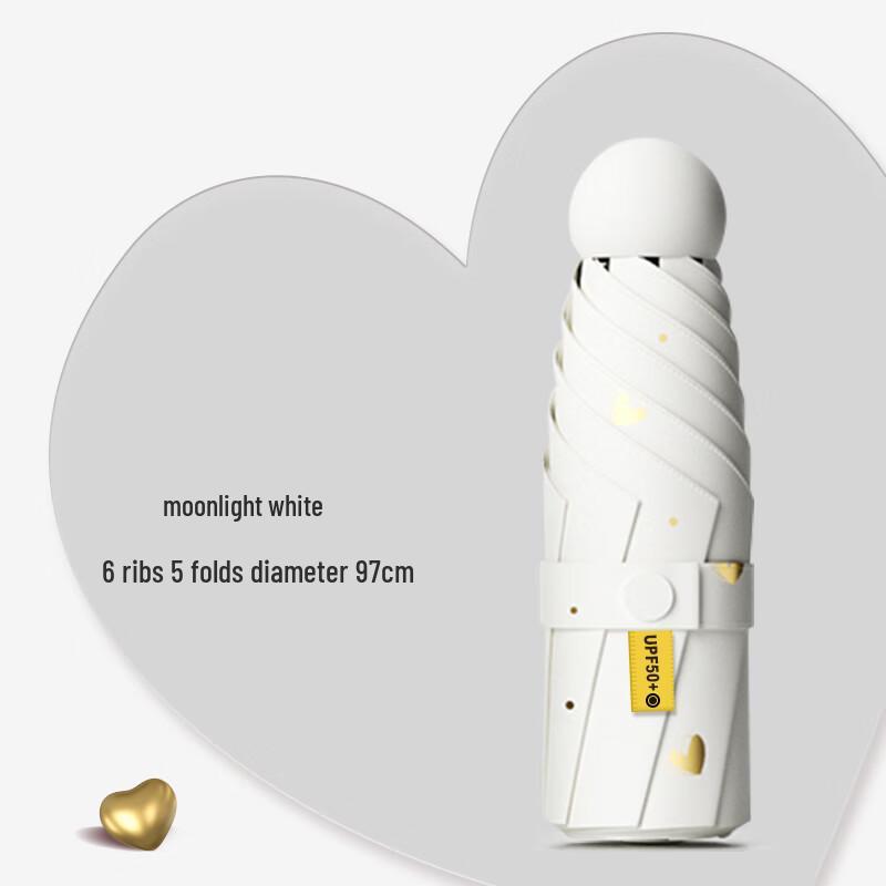 Fengmao FXYB2502 5-Fold Double-Layer Heart Pattern Sun/Rain Umbrella