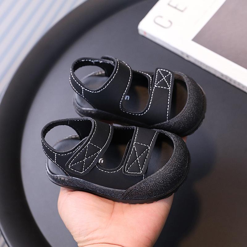 

Сандалии для девочек, новые летние сандалии с защитой от ударов для мальчиков, модная детская обувь для ходьбы, повседневные детские пляжные сандалии в стиле пэчворк 16 чёрный