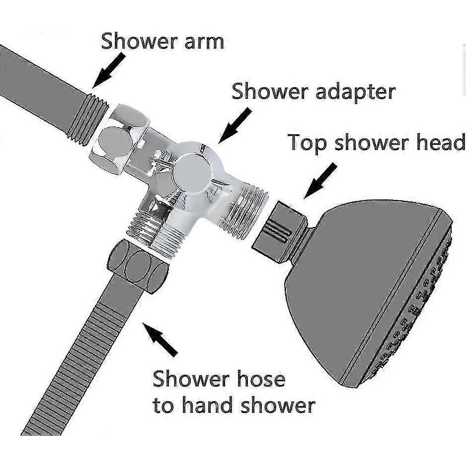 3-way Shower Diverter Valve, Shower Head Adapter For Shower Arm Mounted, G1/2" T-adapter Valve Replacement Parts For Shower Spray, T-diverter For Toil