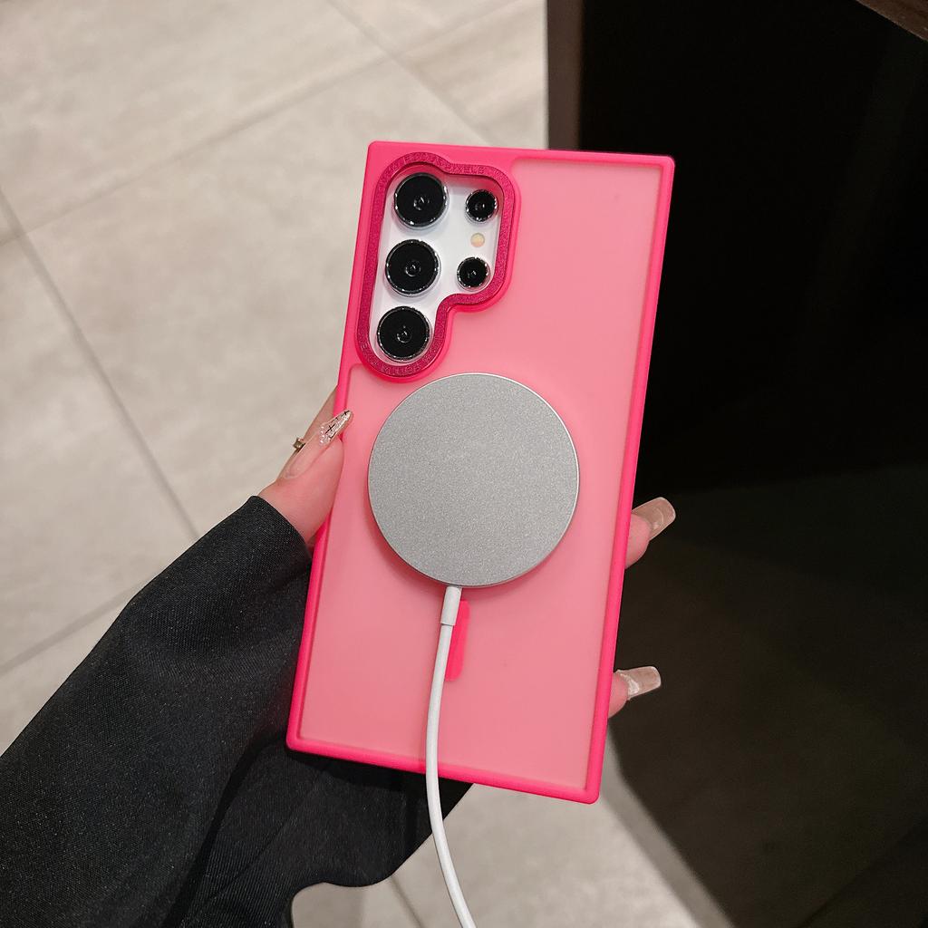 Metal Magnetic Charging Phone Case With Lens Film Protector Phone case for Samsung S25 S24 ultra