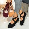 Neue Damen Übergröße Elastische Kreuzriemen Runde Zehenpartie Flache Mom-Schuhe Lässige Flache Pumps für Damen mit niedrigem Schaft