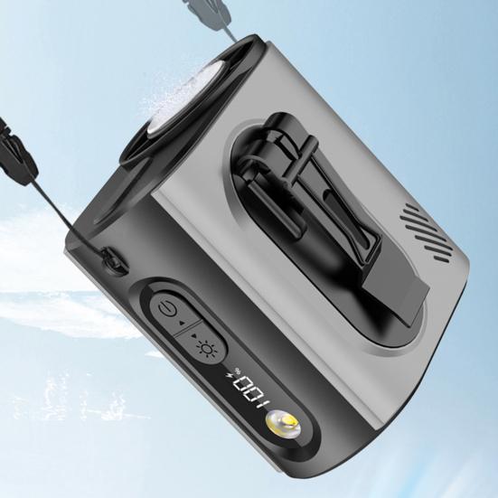 Portable Clip-on Fan with LED Fan Adjustable Wind Light Wearable Waist Speed Semi-Cooling Fan for Outdoor