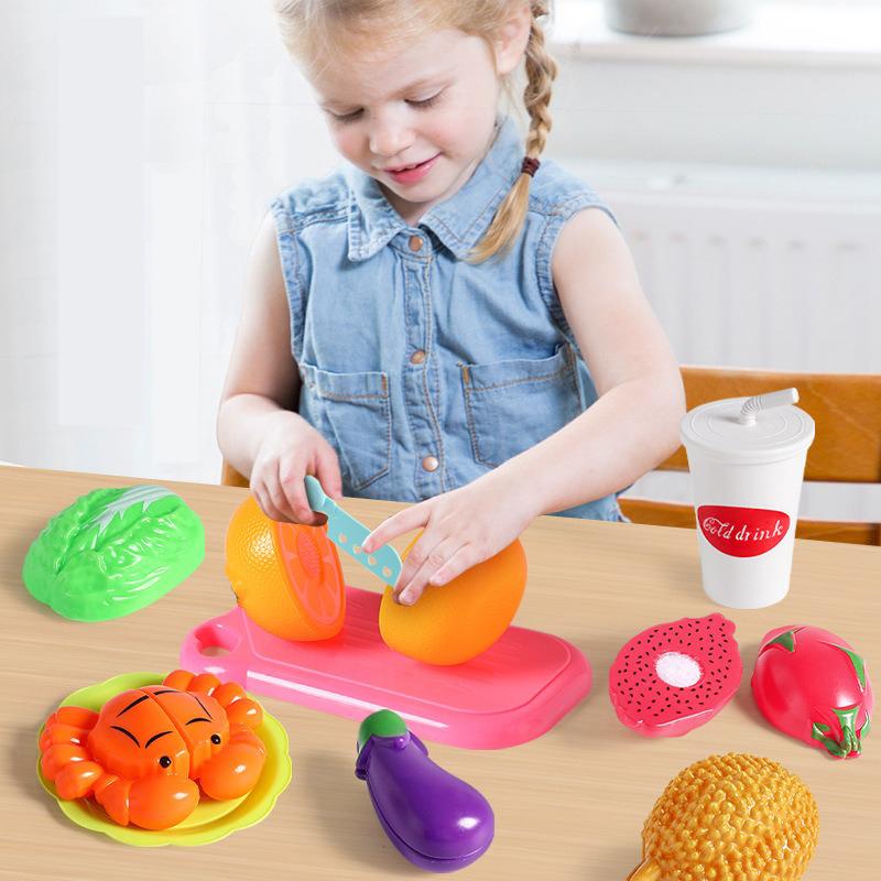 69/82/104 Pcs Play Food Set for Kids Kitchen, Pretend Food Toy for Toddlers Plastics Cutting Fake Food/ Fruit/ Vegetable Accessories