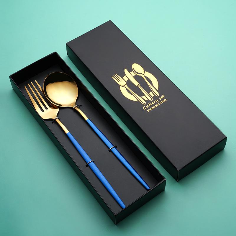 Portuguese Tableware Set: Stainless Steel Knife, Fork, Spoon - 4-Piece Western Steak Gift Box