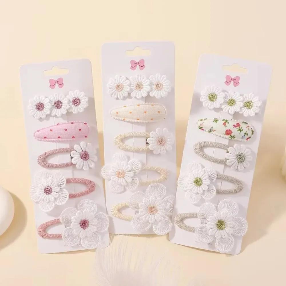 BABY SCHLEIFEN 5Stk/Set Süße Blume Pony Haarspange Mädchen Haarspange Ins Stil Gänseblümchen Haarnadel Mode Ornamente Haarschmuck