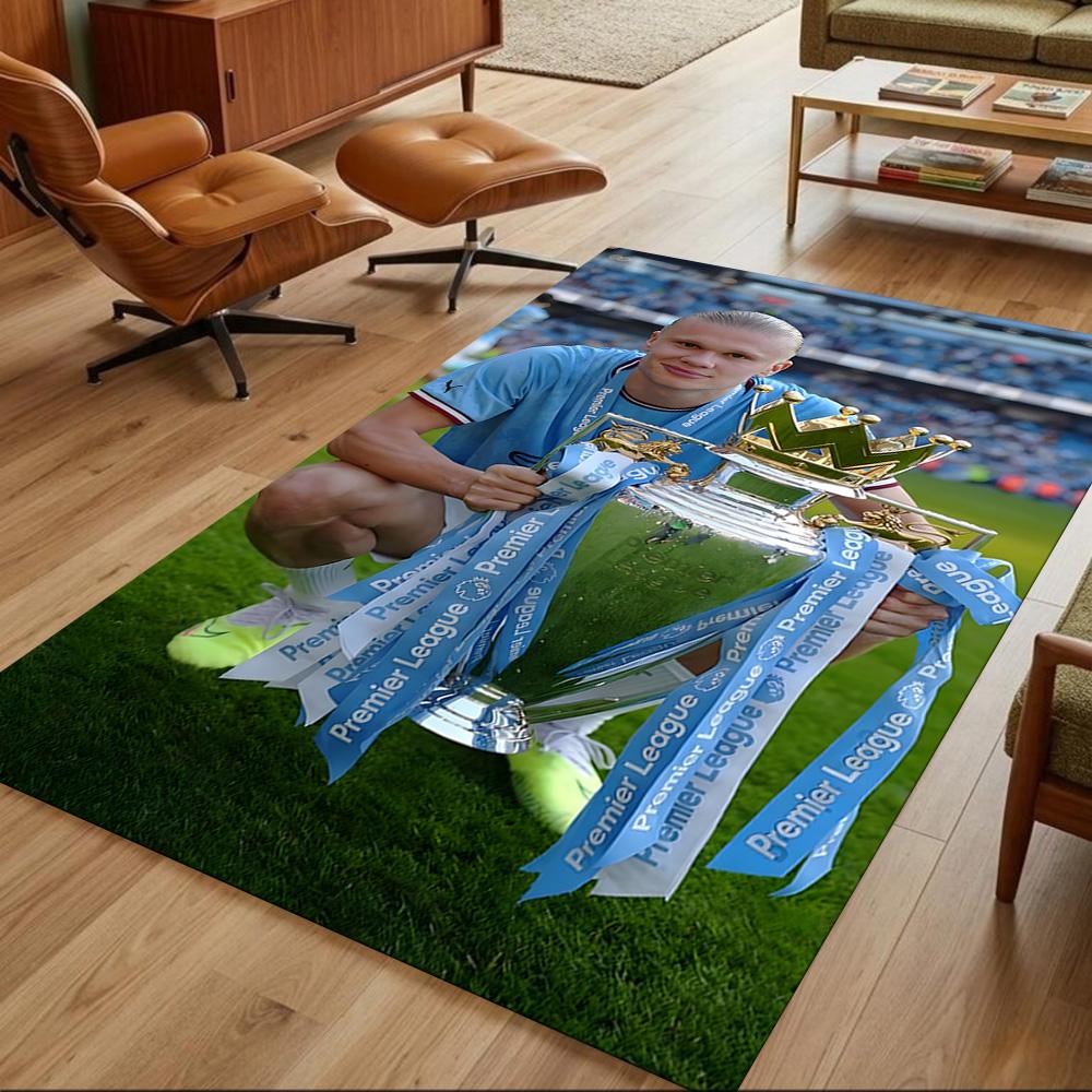 Erling Haaland Football Action Anti-slip Rug Compact Foldable Construction Water-resistant & Washable Office & Lounge Rug Retro American Style