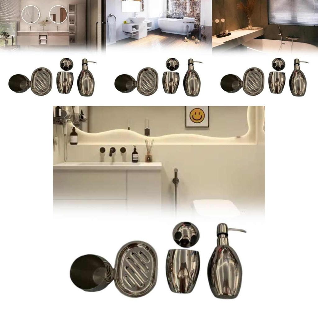 Stainless Steel Soap Dispenser Bathroom Set With Manual Pump For Home Use