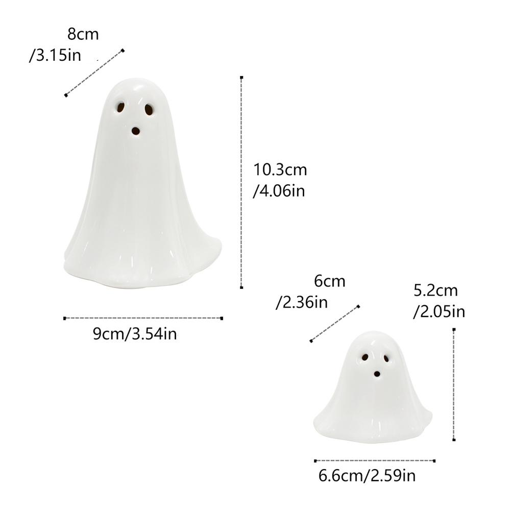 3Pcs Light Up Ghosts For Indoor Halloween Decorations Battery Powered White Mini Ghost Figurines With LED For Spooky Halloween