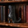 Halloween Themed Floral Display Vessel Witch Boot Vase, Gothic Spider Web Flower Black Decorative Vase with Purple Accents Table