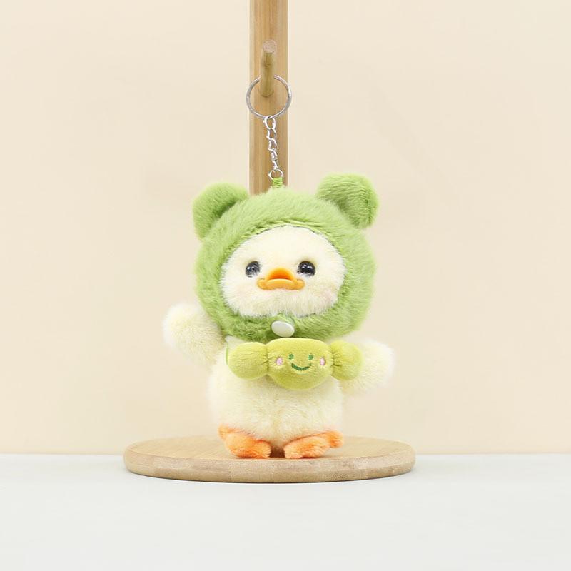 Charming Emotion Candy Duck Plush Toy With Frog Hat White And Yellow