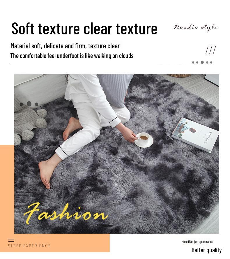 Silk and Wool Tie-Dye Plush Bedroom Rug