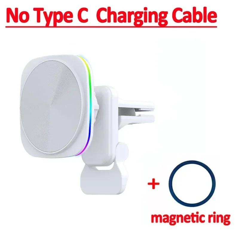 Air Vent Magnetic Phone Wireless Charger Holder Car 360° Rotation RGB/LED Stand For Magsafe iPhone 16 15 14 13 12 Fast Charging