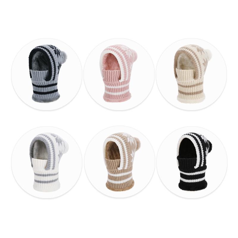 Winter Velvet Ear Protection Cap Women's Mask Scarf One-Piece Cap Warm Windproof Coldproof Knitted Wool Cap