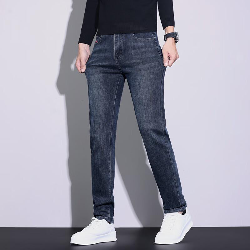 Firstview Men s Loose Fit Straight Leg Stretch Denim Jeans 29