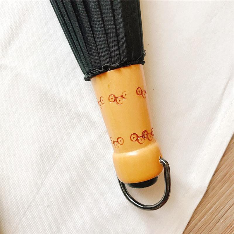 Wood Long Handle Umbrella 24 Ribs Retro Chinese Umbrella Men Women Black Big Parasol Outdoor Sun Protection Umbrellas for Girls