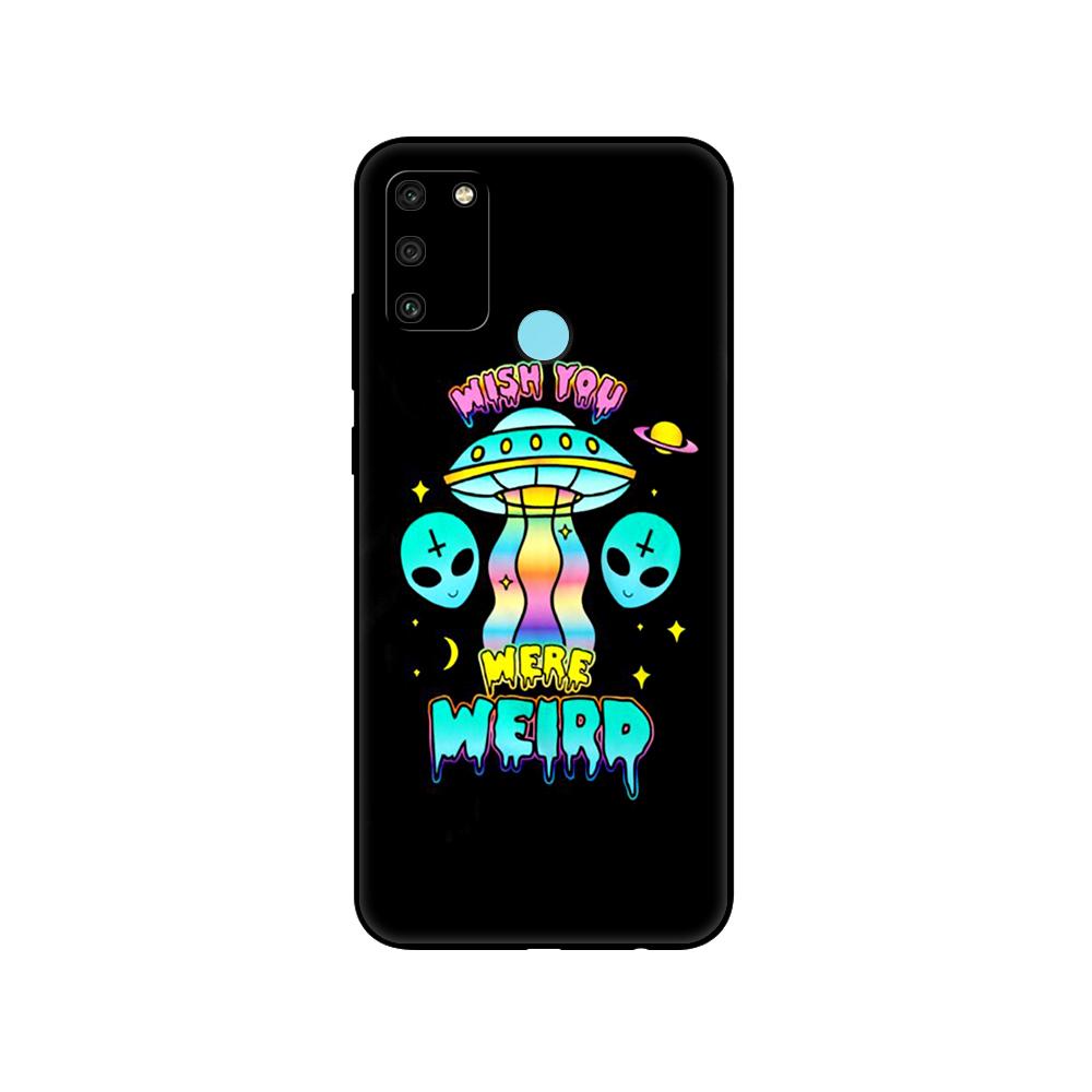 

Черный чехол из ТПУ для Huawei Honor 8a 8s Prime 9 Lite honor 9A 9C 9X Premium 9x Pro 9S Эстетика чехла Милый мультяшный инопланетный космос honor 8S Prime