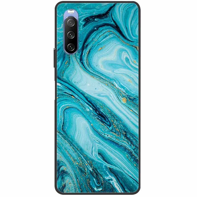 Soft Cover For Sony Xperia 10 III Case 5 III Soft Silicone Black Cases for Sony Xperia 1 III / Xperia1 XZ4 Covers Cool Marble