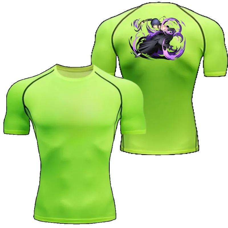 Grafická kompresní trička Bleach pro muže do posilovny, na cvičení, na běh, letní atletická rychleschnoucí trička, topy s krátkým rukávem, rash guard