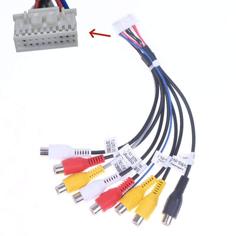 1/2 stk. Mikrofon 20-pins RCA-kabel Bilradio 3,5 mm Mikrofon Subwoofer-ledninger til Android Stereo Output Subwoofer-sæt