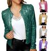 Jaqueta feminina manga comprida streetwear pele-toque brilhante glitter cardigan jaqueta outwear para escritório
